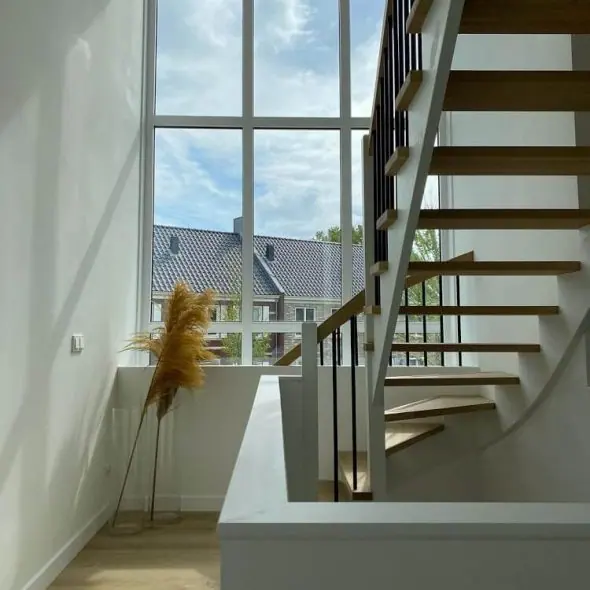 Eiken onderkwart trap